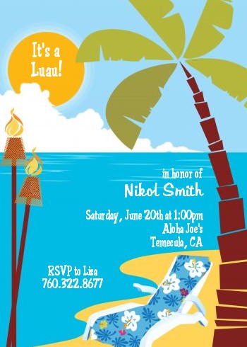 Luau - Birthday Party Invitations