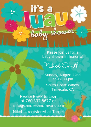Luau Baby Shower Invitations  Candles and Favors