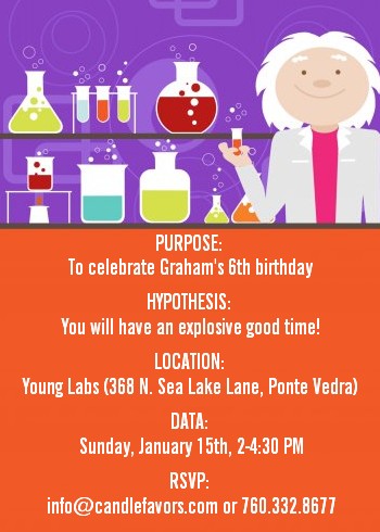  Science Birthday Party on Mad Scientist   Birthday Party Invitations
