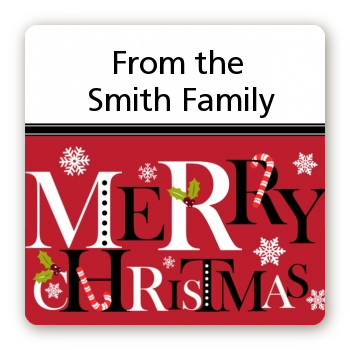 Merry Christmas - Square Personalized Christmas Sticker Labels