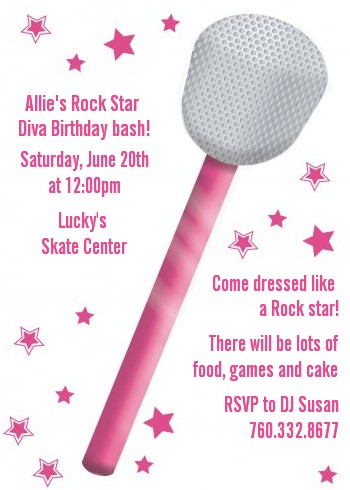 Microphone - Birthday Party Invitations