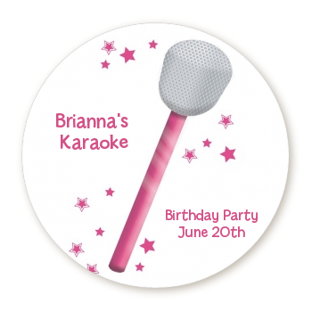  Microphone - Round Personalized Birthday Party Sticker Labels 