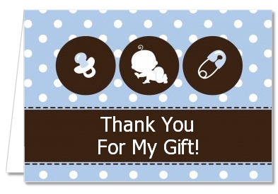 Modern Baby Boy Blue Polka Dots - Baby Shower Thank You Cards