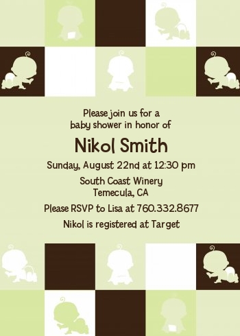 Modern Baby Green & Brown - Baby Shower Invitations