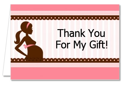 Mommy Silhouette It's a Girl - Baby Shower Thank You Cards