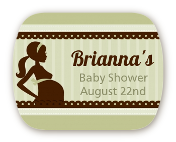 Mommy Silhouette It's a Baby - Personalized Baby Shower Rounded Corner Stickers