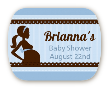 Mommy Silhouette It's a Boy - Personalized Baby Shower Rounded Corner Stickers