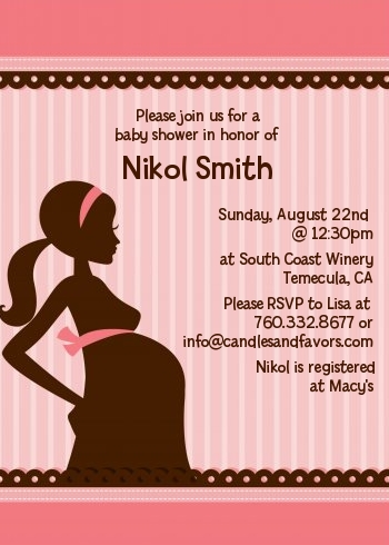  Mommy Silhouette It's a Baby - Baby Shower Invitations Green
