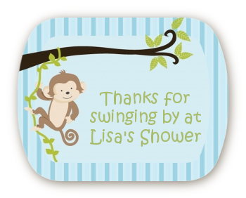 Monkey Boy - Personalized Baby Shower Rounded Corner Stickers