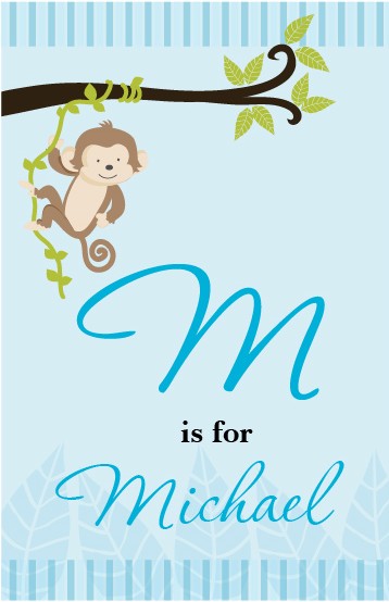 Monkey Boy - Personalized Baby Shower Nursery Wall Art
