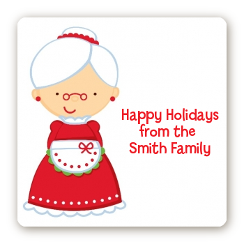 Mrs. Santa - Square Personalized Christmas Sticker Labels