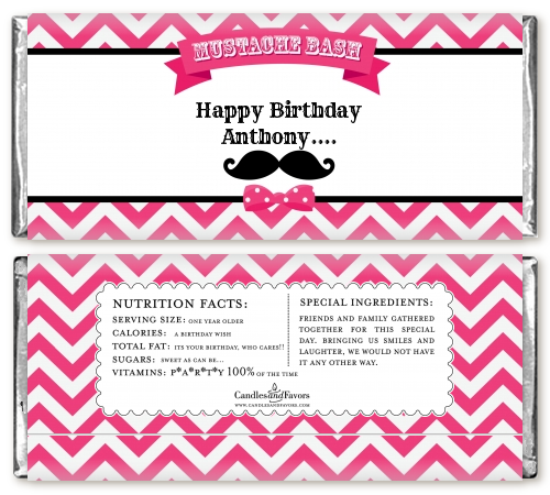  Mustache Bash - Personalized Birthday Party Candy Bar Wrappers Teal