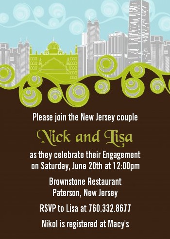 New Jersey Skyline - Bridal Shower Invitations