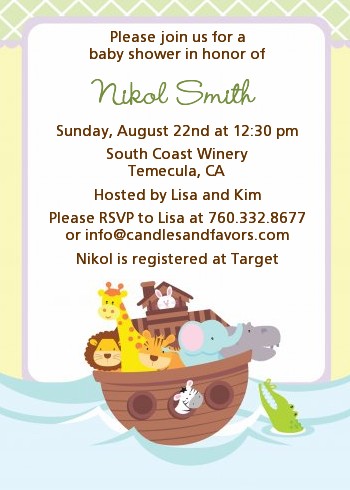 Noah's Ark - Baby Shower Invitations