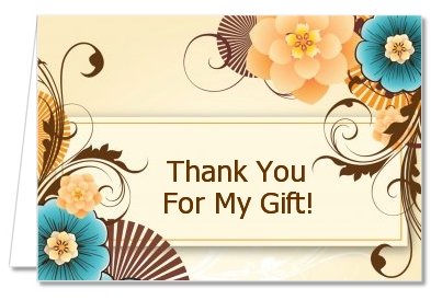 Orange & Blue Floral - Birthday Party Thank You Cards