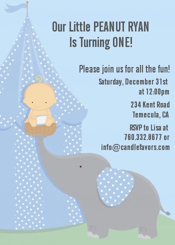 Our Little Boy Peanut's First - Birthday Party Invitations