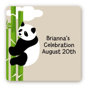 Panda - Square Personalized Baby Shower Sticker Labels