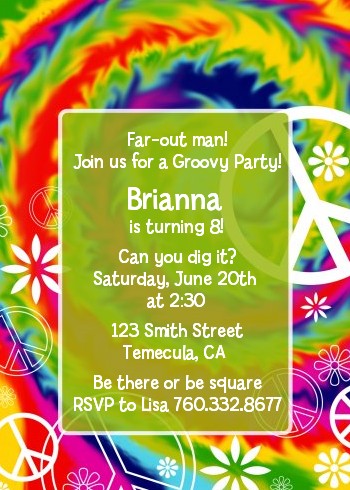 Peace Tie Dye - Birthday Party Invitations