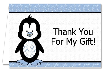 Penguin Blue - Baby Shower Thank You Cards