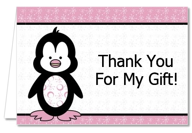  Penguin Pink - Birthday Party Thank You Cards 