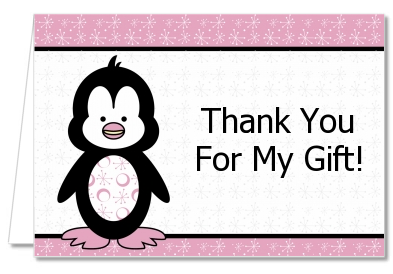 Penguin Pink - Baby Shower Thank You Cards 