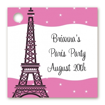 Pink Poodle in Paris - Personalized Baby Shower Card Stock Favor Tags