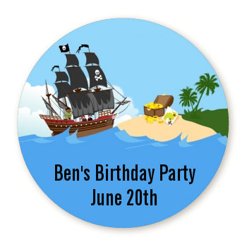 Pirate Ship - Round Personalized Birthday Party Sticker Labels 