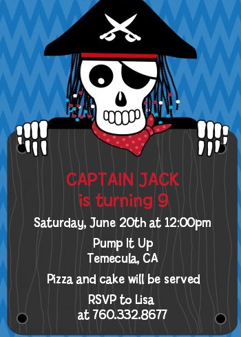 Pirate Skull - Birthday Party Invitations