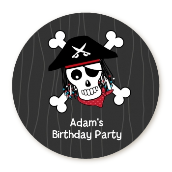  Pirate Skull - Round Personalized Birthday Party Sticker Labels 