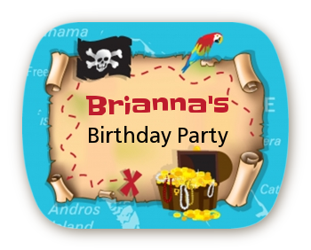 Pirate Treasure Map - Personalized Birthday Party Rounded Corner Stickers