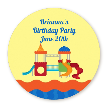  Playground - Round Personalized Birthday Party Sticker Labels 