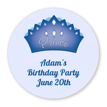  Prince Crown - Round Personalized Birthday Party Sticker Labels 