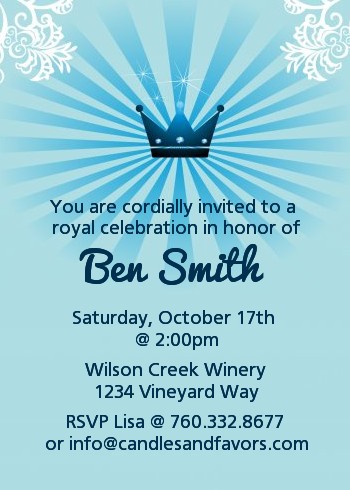 Prince Royal Crown - Birthday Party Invitations