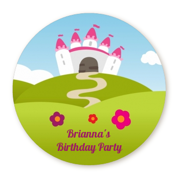  Princess Rolling Hills - Round Personalized Birthday Party Sticker Labels 