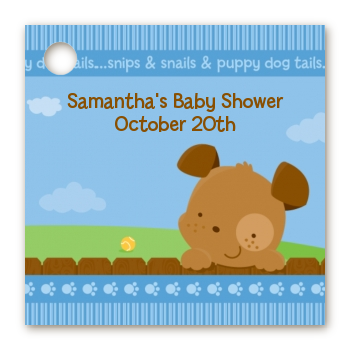 Puppy Dog Tails Boy - Personalized Baby Shower Card Stock Favor Tags