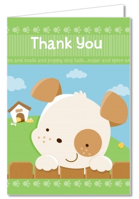 Puppy Dog Tails Neutral - Baby Shower Thank You Cards