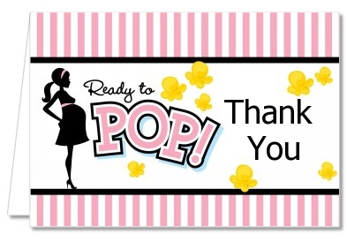 Ready To Pop Pink - Baby Shower Thank You Cards