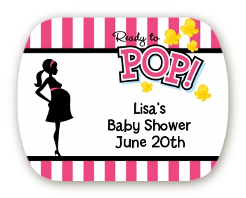  Ready To Pop Pink - Personalized Baby Shower Rounded Corner Stickers Light Pink