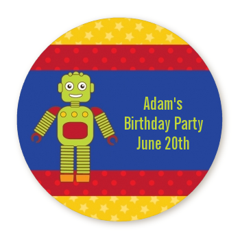  Robot Party - Round Personalized Birthday Party Sticker Labels 