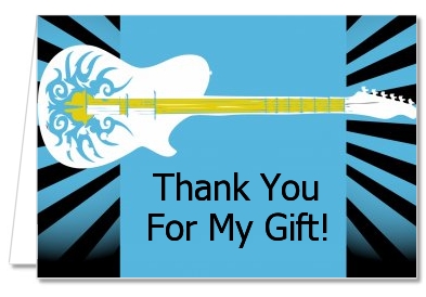 Rock Star Guitar Blue - Birthday Party Thank You Cards