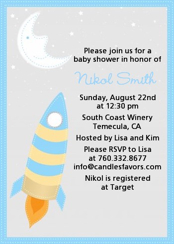 Rocket Ship - Baby Shower Invitations