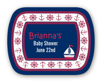 Sailboat Blue - Personalized Baby Shower Rounded Corner Stickers