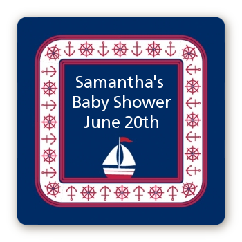 Sailboat Blue - Square Personalized Baby Shower Sticker Labels
