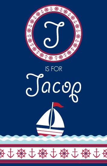 Sailboat Blue - Personalized Baby Shower Nursery Wall Art