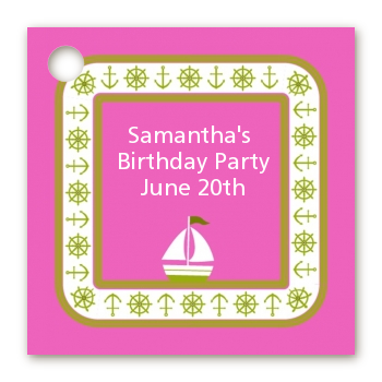 Sailboat Pink - Personalized Birthday Party Card Stock Favor Tags