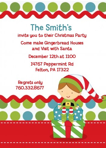 Santa's Little Elf - Christmas Invitations