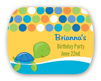 Sea Turtle Boy - Personalized Birthday Party Rounded Corner Stickers