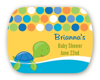 Sea Turtle Boy - Personalized Baby Shower Rounded Corner Stickers