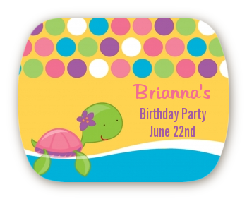 Sea Turtle Girl - Personalized Birthday Party Rounded Corner Stickers