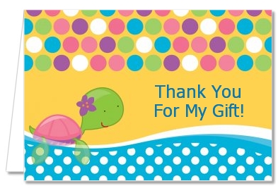 Sea Turtle Girl - Birthday Party Thank You Cards